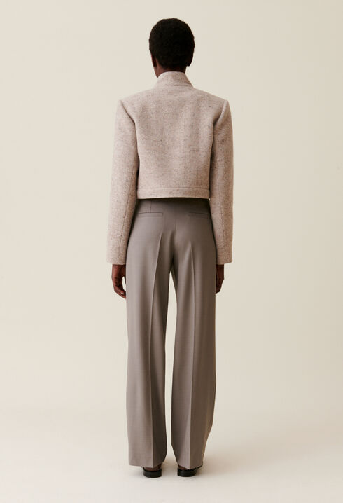 Pantalon tailleur droit taupe