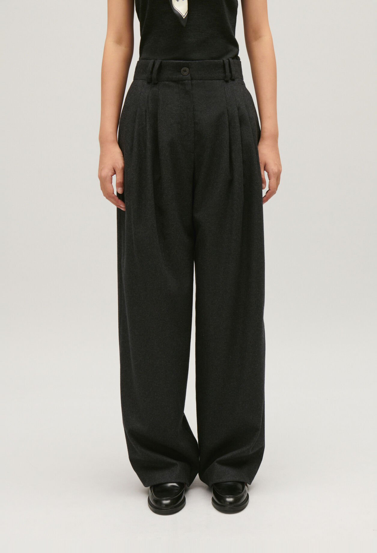 Pantalon large gris chiné