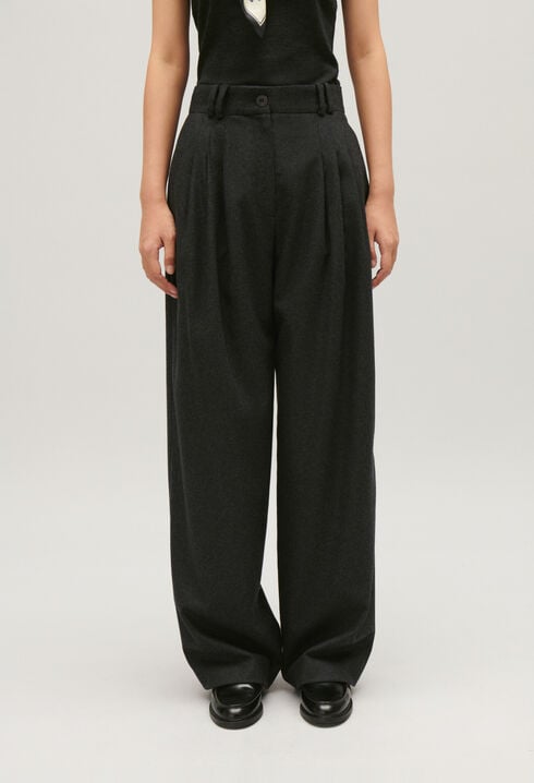Pantalon large gris chiné