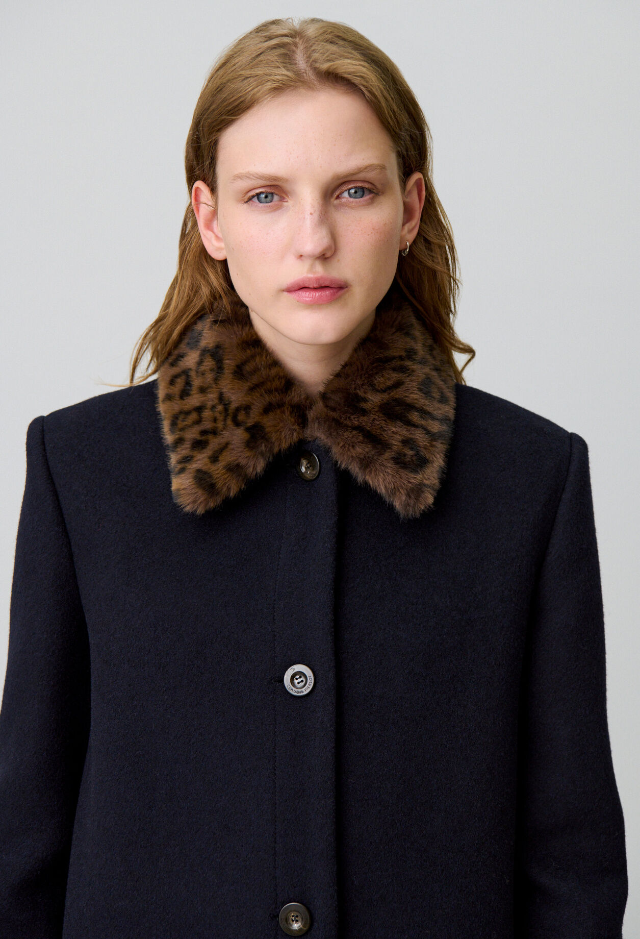 Manteau long laine léopard