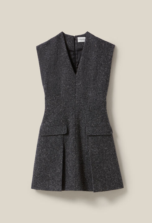 Robe grise cintrée tailleur tweed