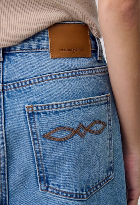 Jean denim droit large délavé