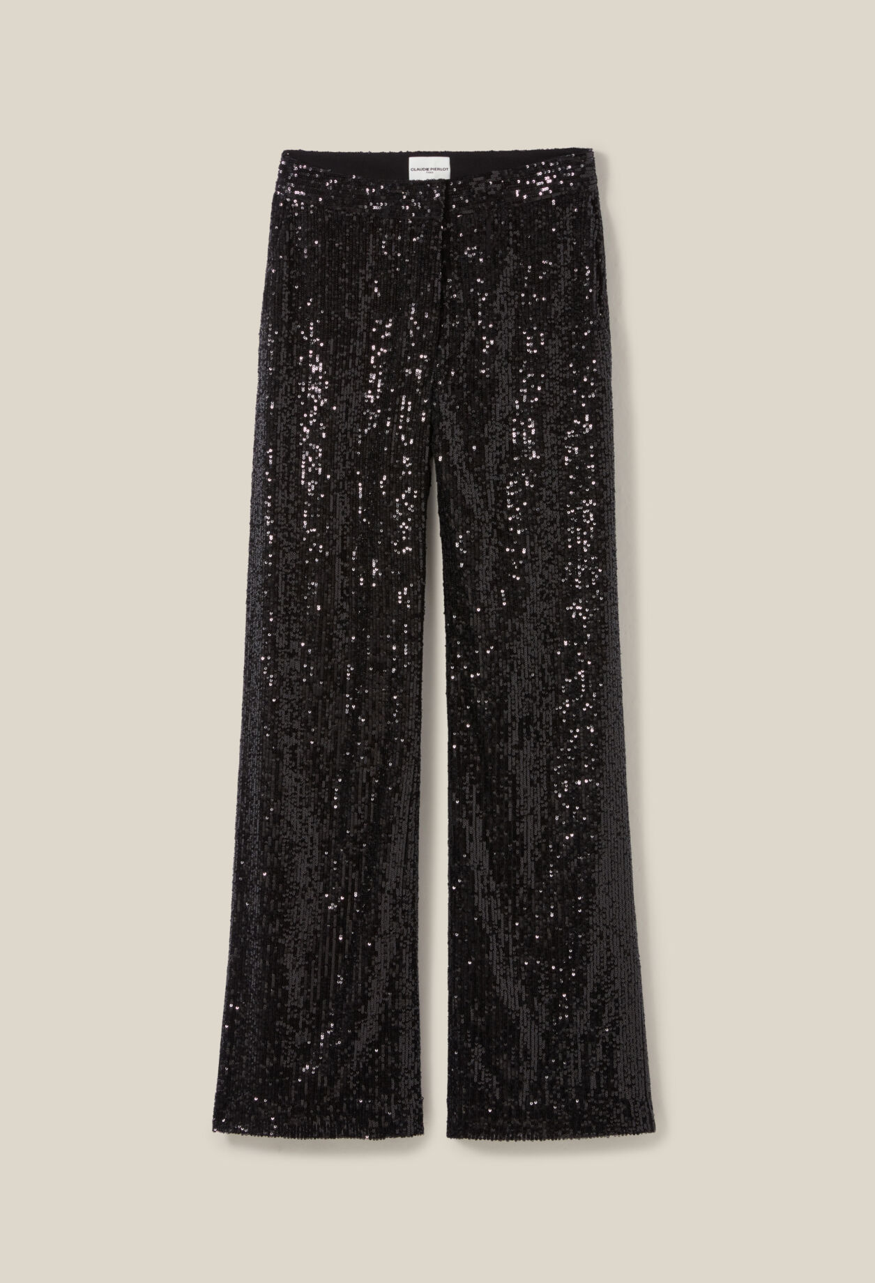 Pantalon droit à sequins noir