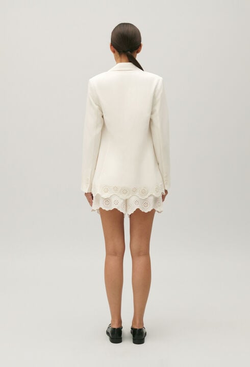 Veste tailleur lin mélangé écrue