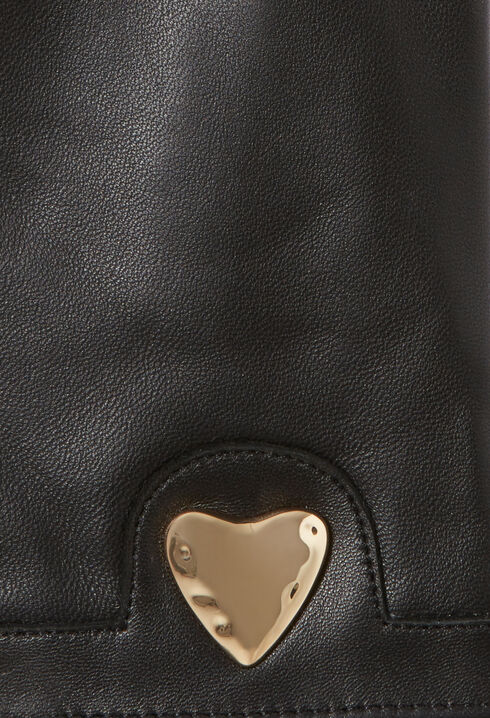 Gants cuir cœur doré