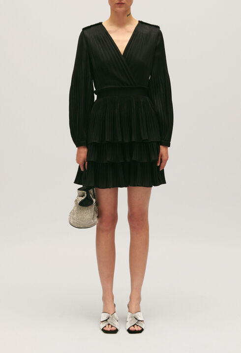 Robe courte plissée noire