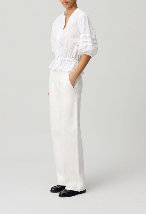 Chemise &eacute;lastiqu&eacute;e brod&eacute;e