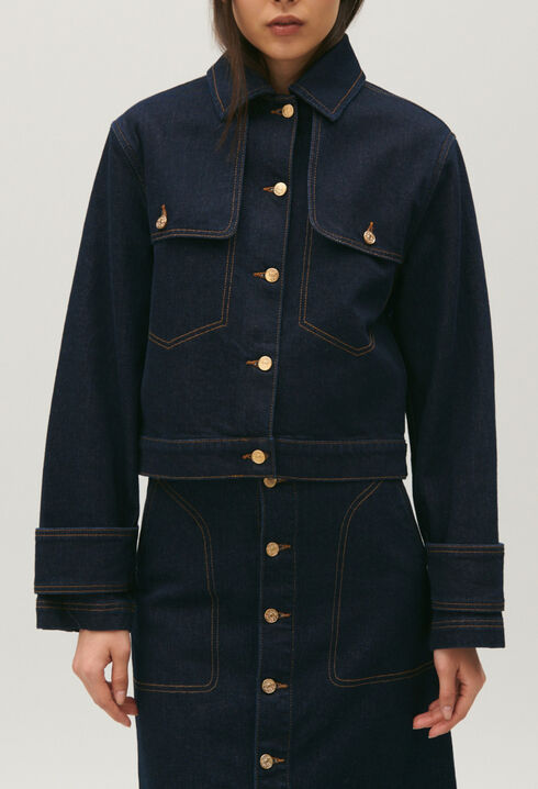 Veste jean bleu brut