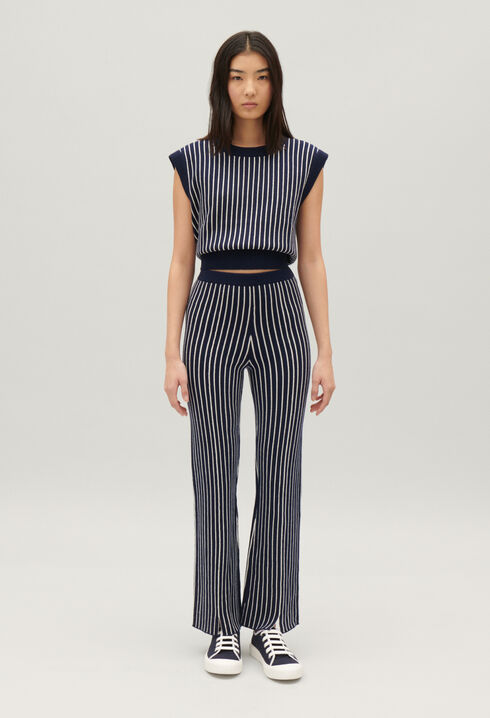 Pantalon maille rayures
