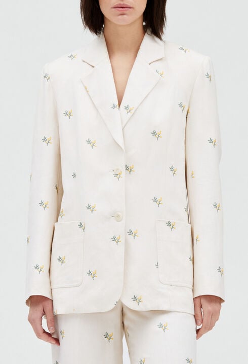 Veste tailleur broderie mimosa