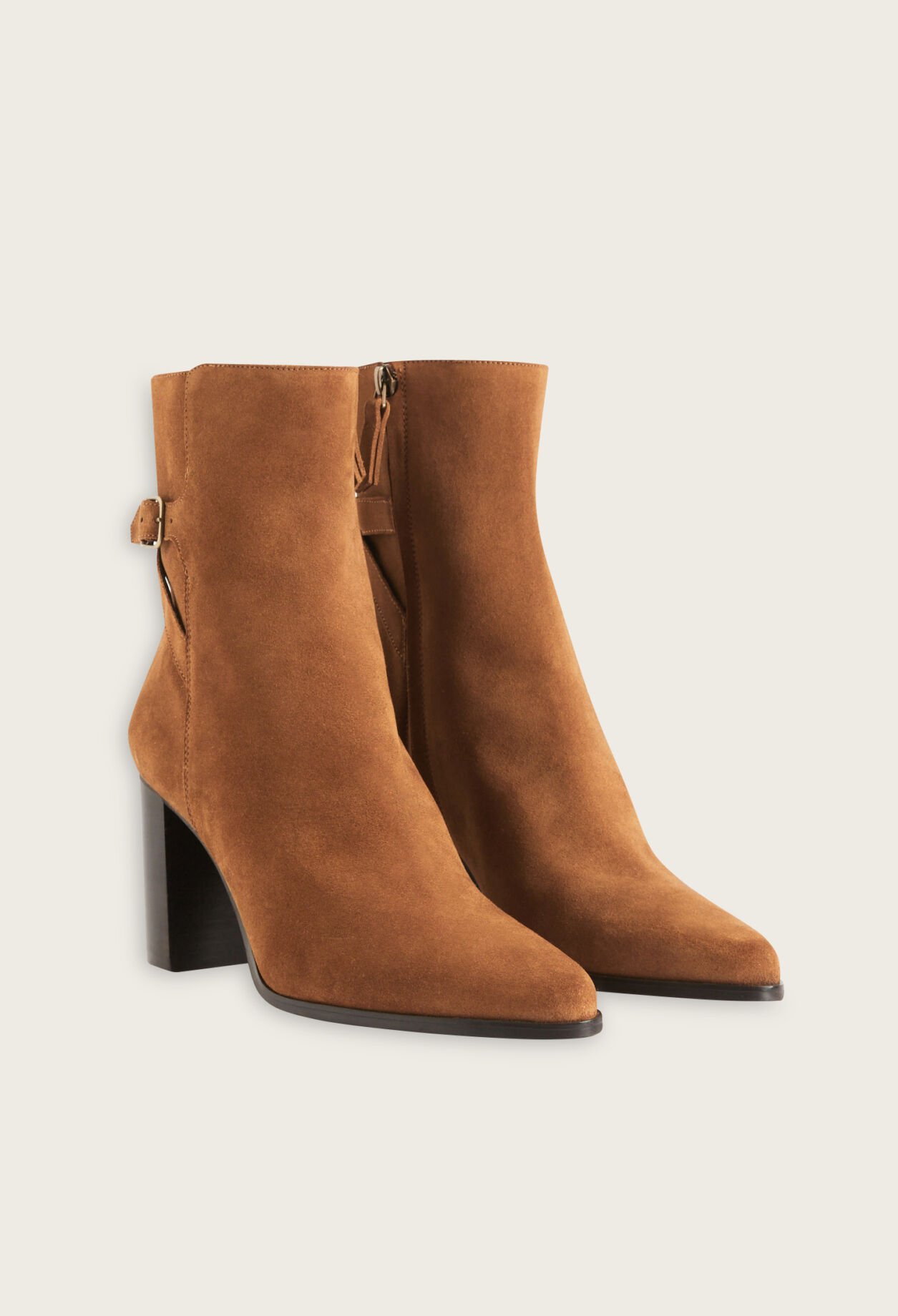 Bottines cuir suède caramel