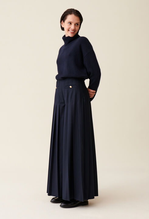 Pantalon plissé ample bleu marine 