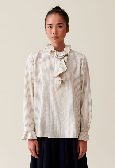 Blouse rayée à volants multiples