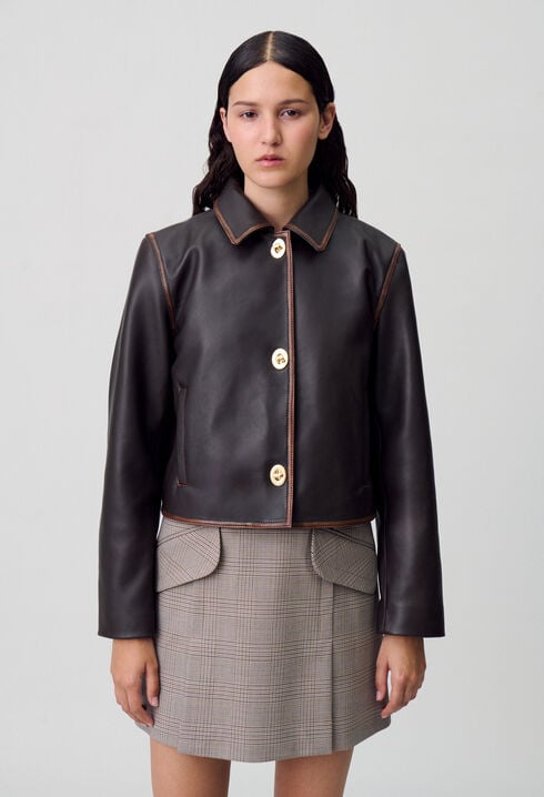 Veste courte cuir vieilli