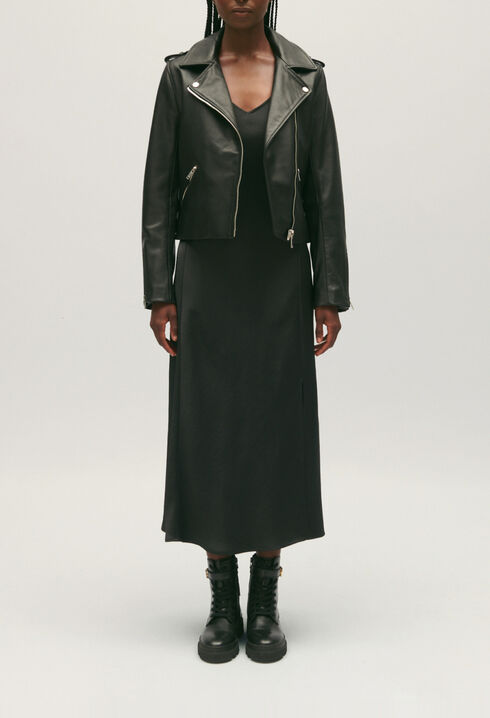 Veste cuir lisse noir