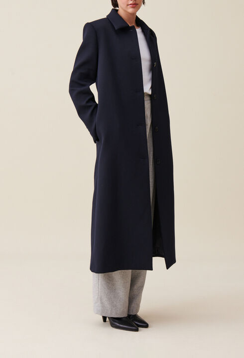 Manteau long coupe droite bleu