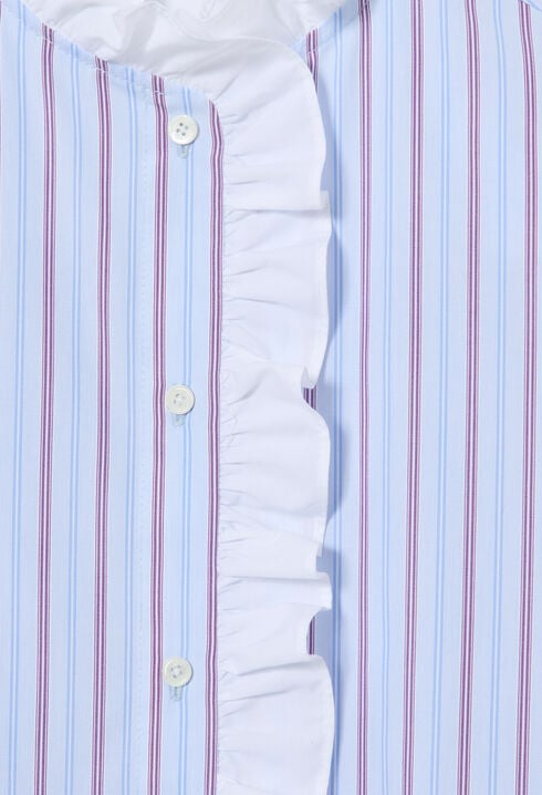 Chemise popeline ray&eacute;e volants