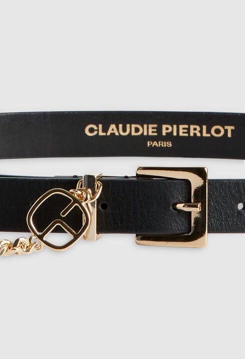 Ceinture cuir noir et chaîne