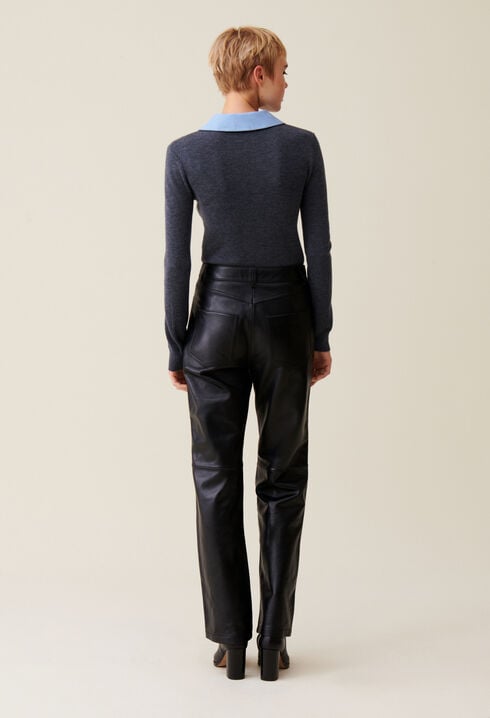 Pantalon droit cuir