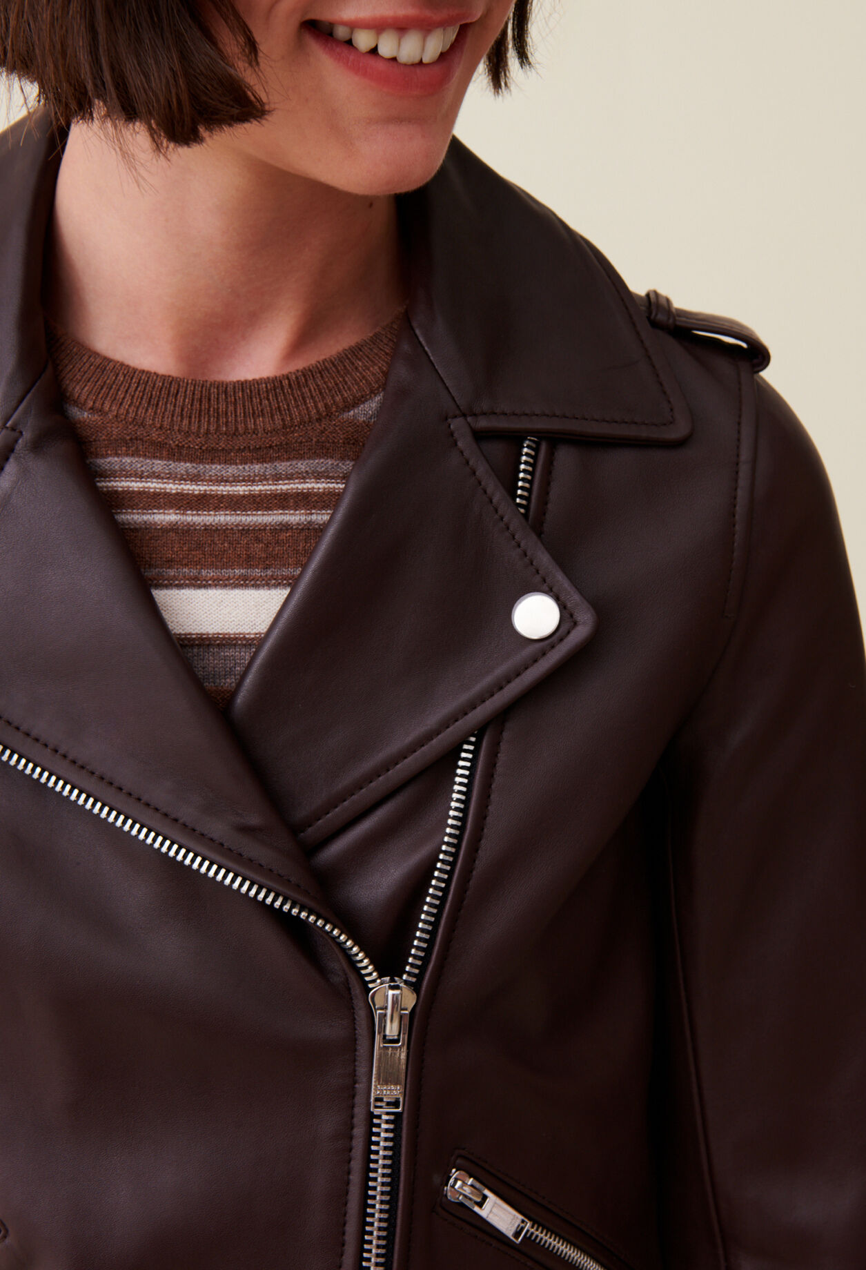 Veste cuir lisse cintree pour femme Claudie Pierlot