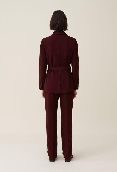Veste tailleur boutonn&eacute;e ceintur&eacute;e