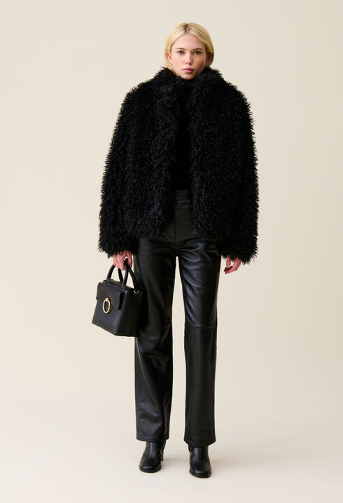 Manteau fausse fourrure noir