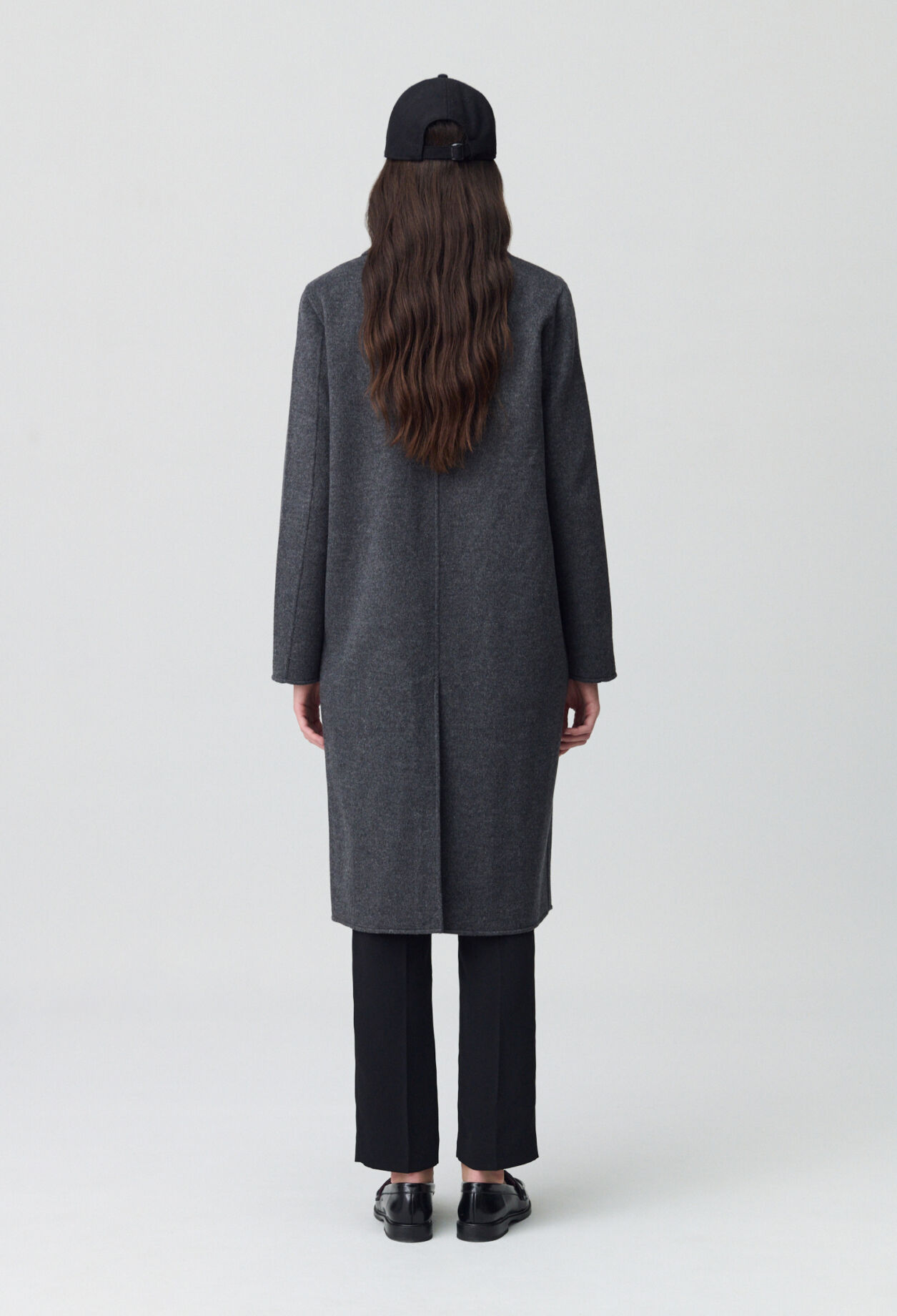 Manteau laine double face gris chiné