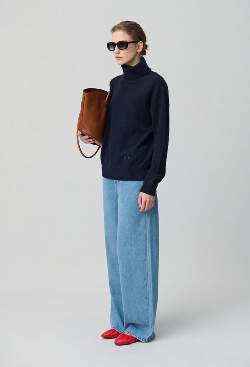 Pull cachemire bleu marine