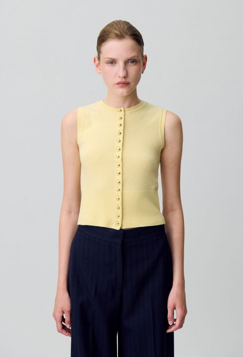 Top maille boutonné