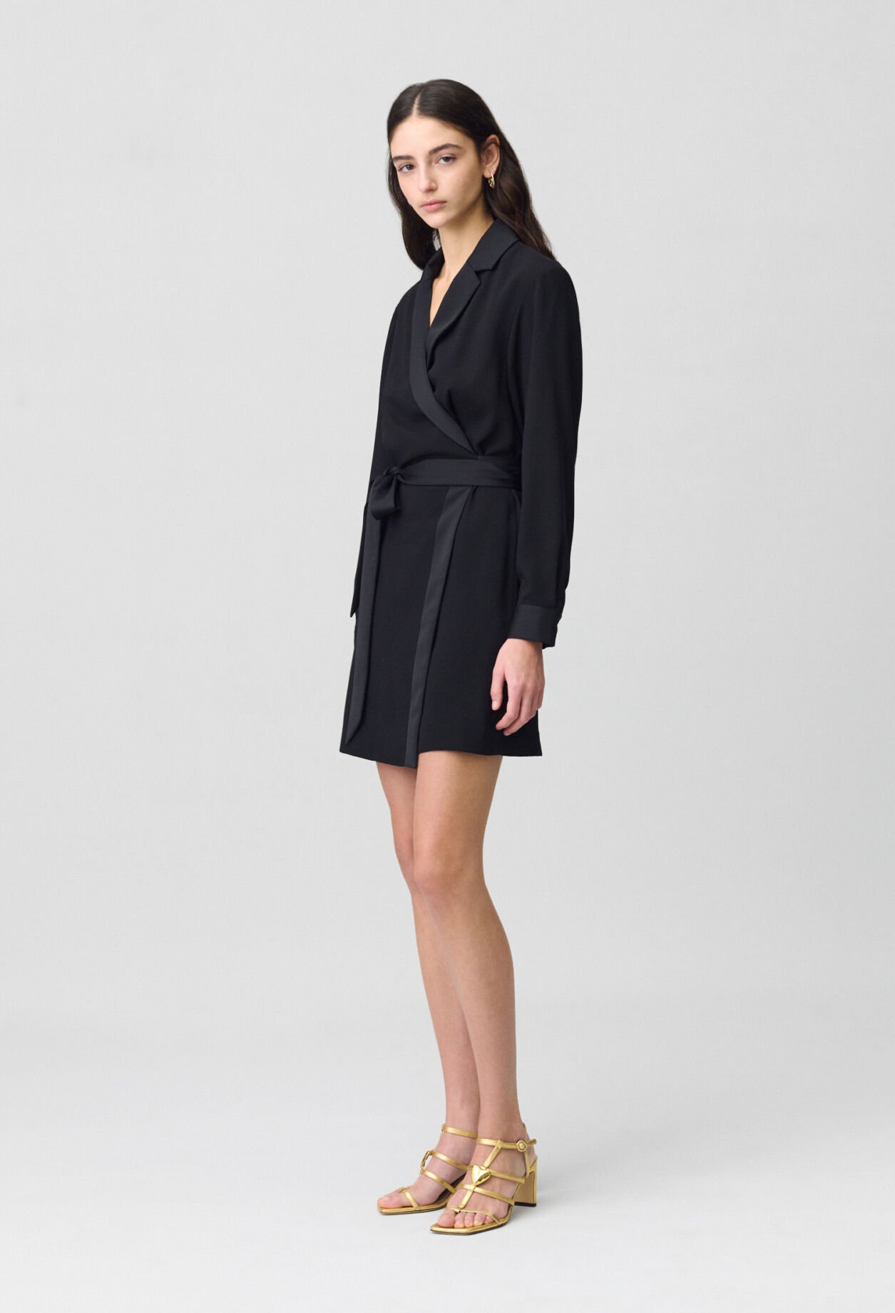 Robe cache-cœur col tailleur