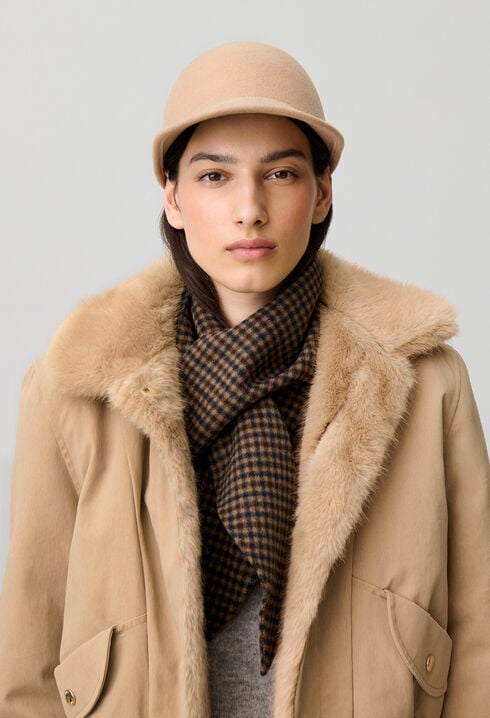 Casquette feutre laine camel