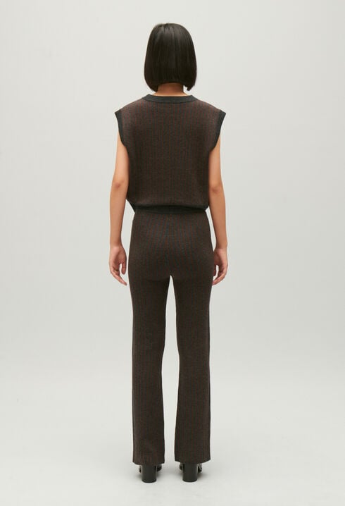 Pantalon maille rayée 
