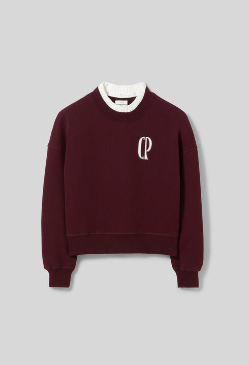 Sweat coton col victorien