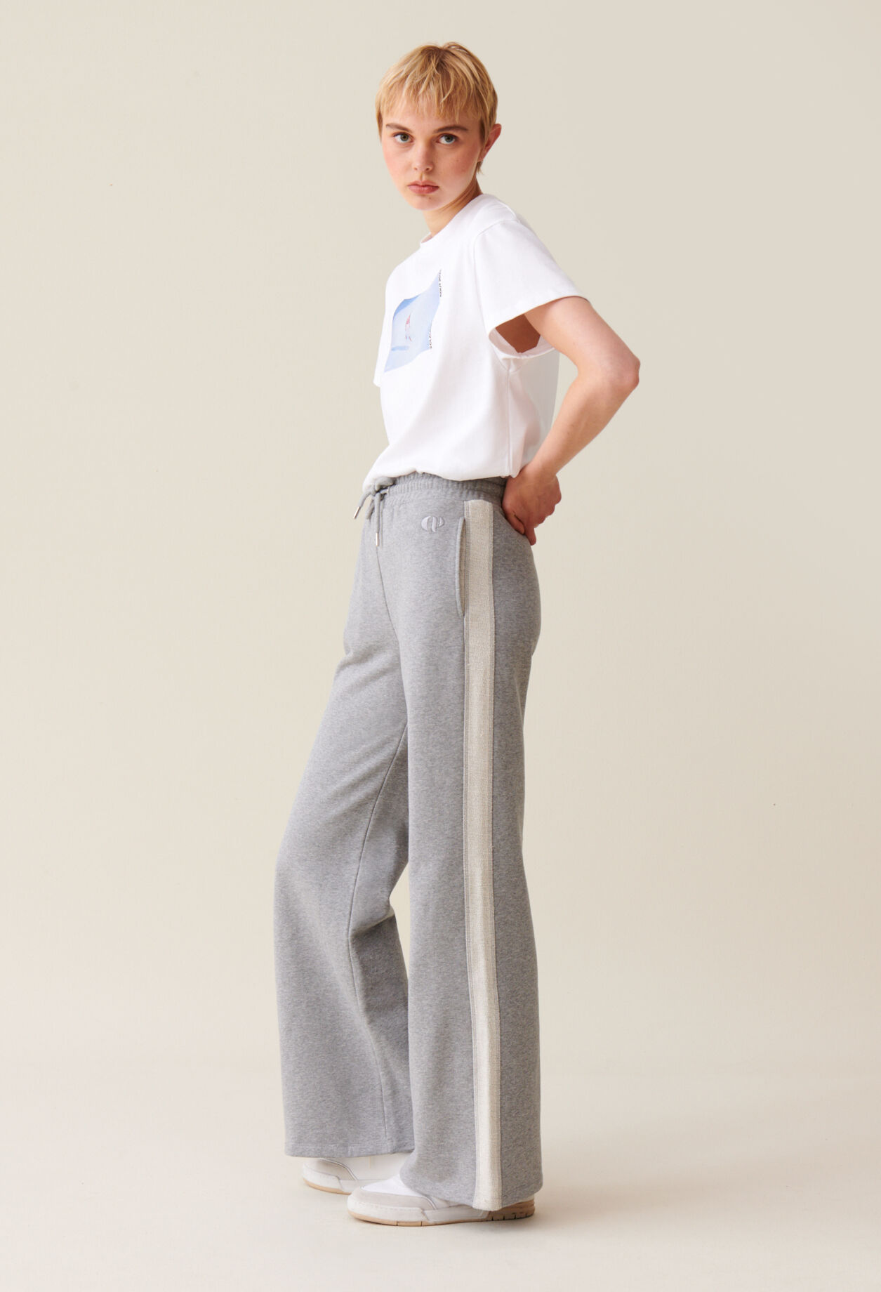 Pantalon confort contrasté gris
