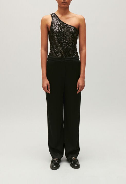 Body asymétrique sequins noir