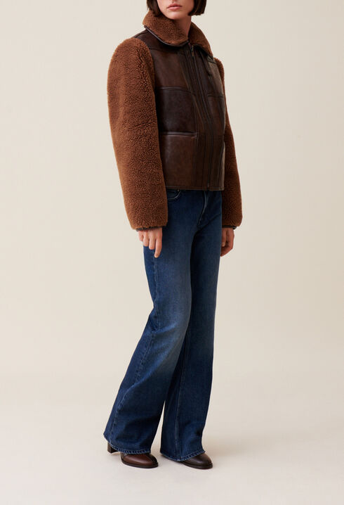 Veste bi-mati&egrave;re courte bicolore