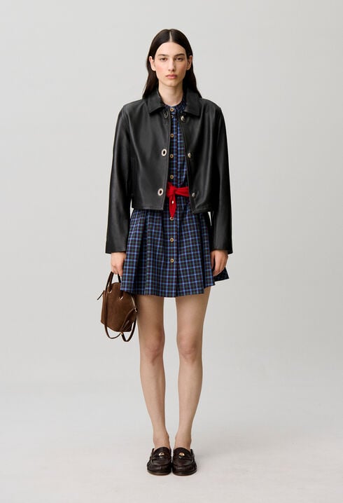Veste courte cuir noir