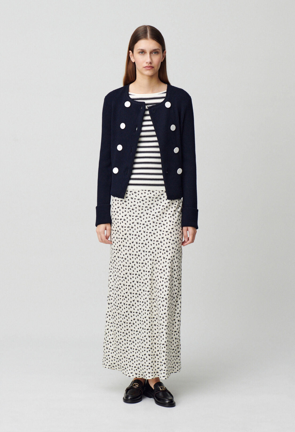Cardigan laine mélangée boutonné