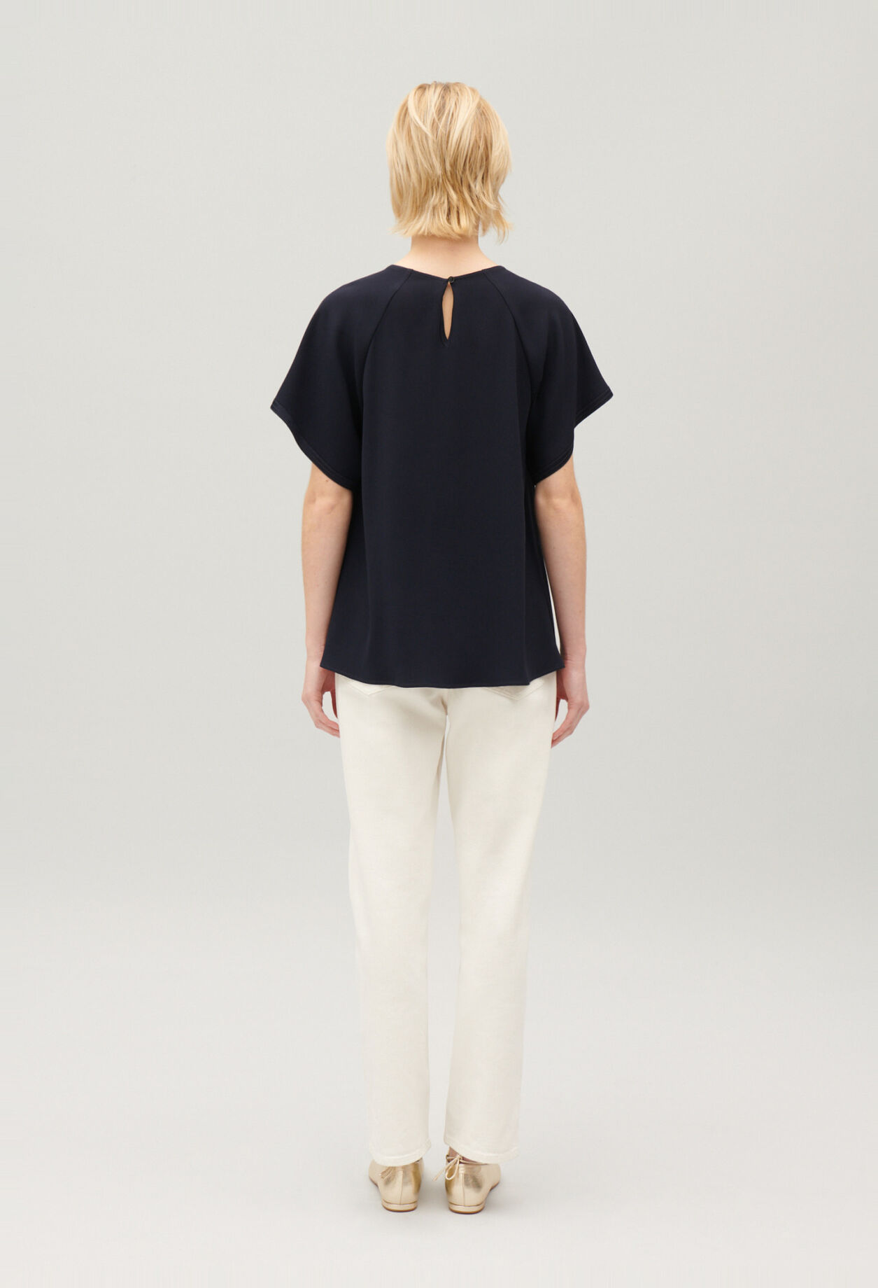 Top marine manches courtes