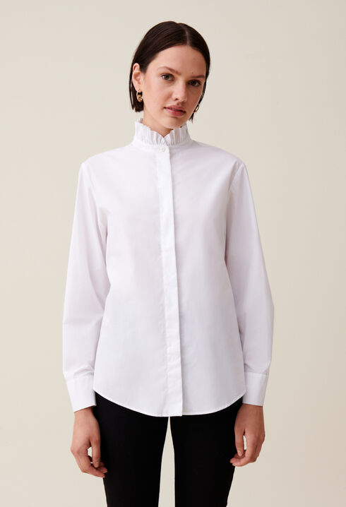 Chemise col volant blanche