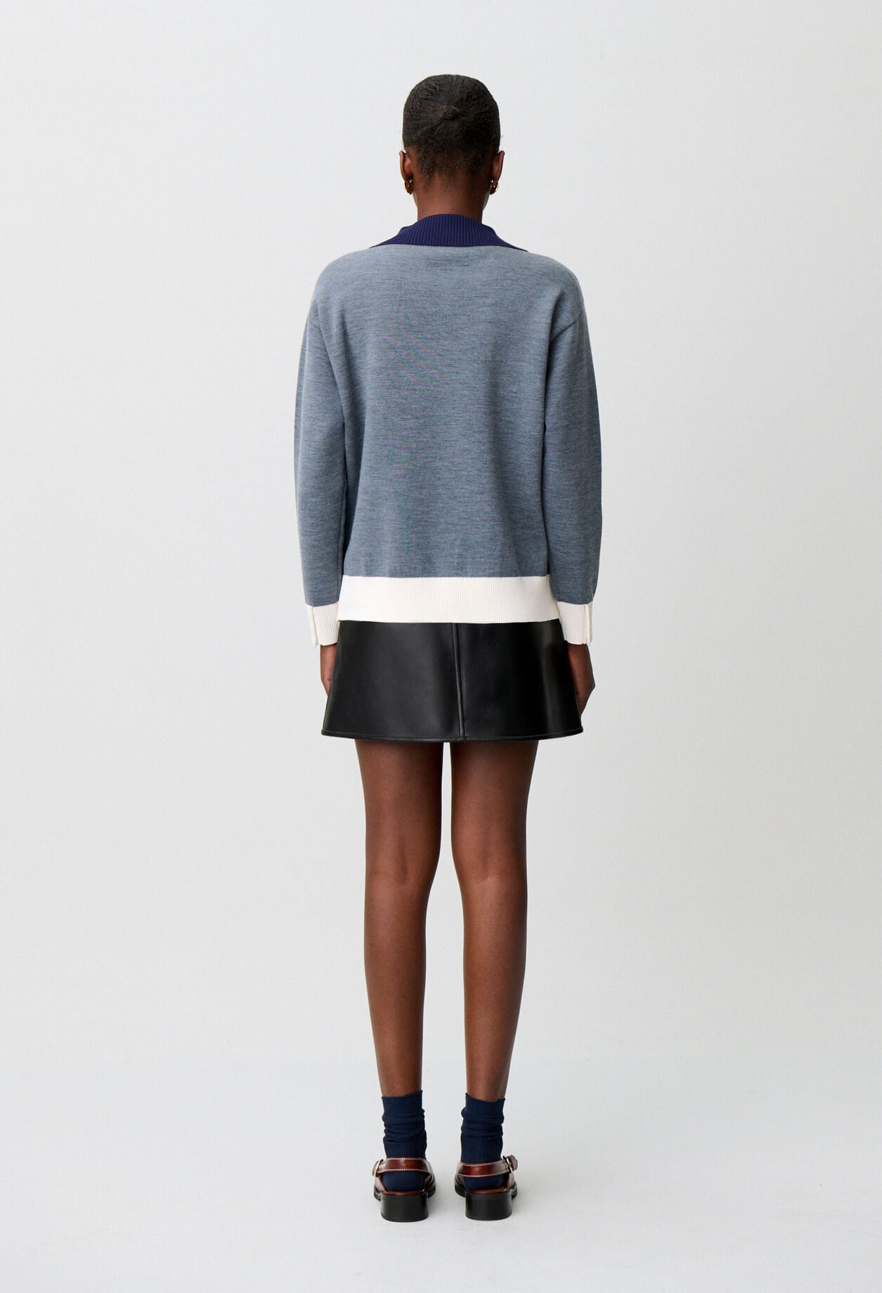 Pull maille double col contrast&eacute;
