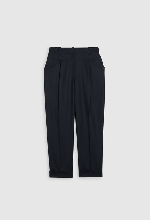 Pantalon à revers laine traçable