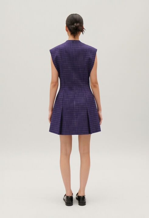 Robe courte carreaux indigo