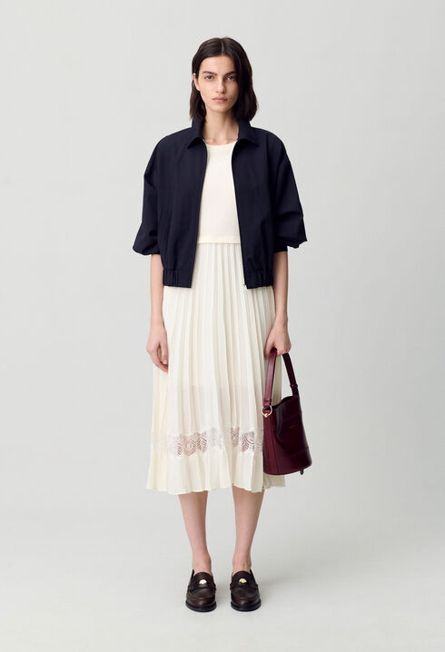 Robe midi Twist bi-matière ivoire