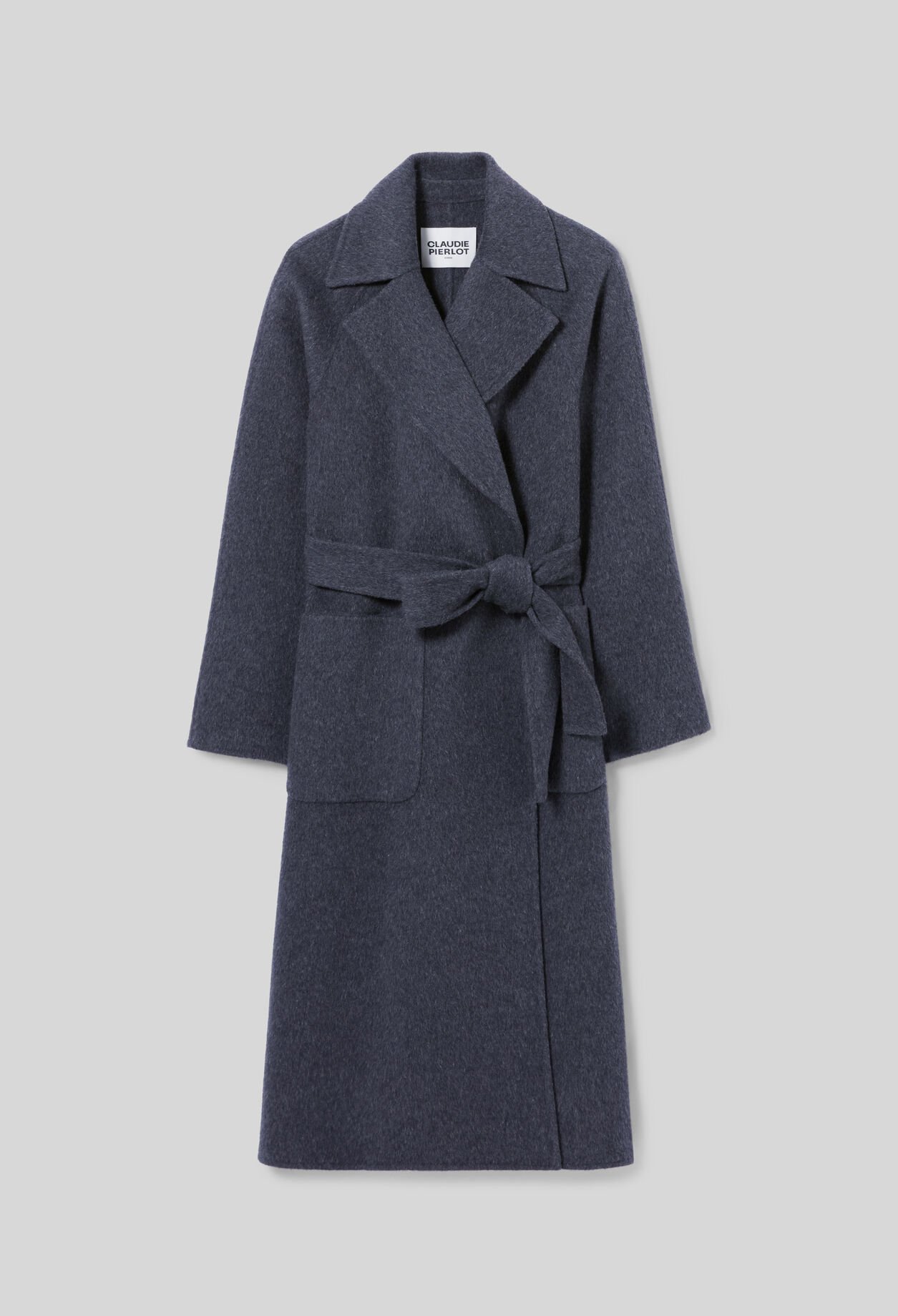 Manteau long ceinturé laine