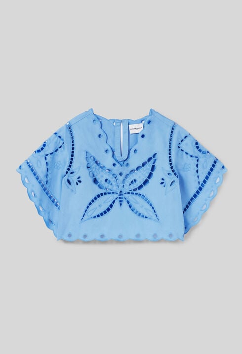 Top brodé papillon