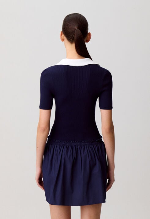 Robe bi-mati&egrave;re maille