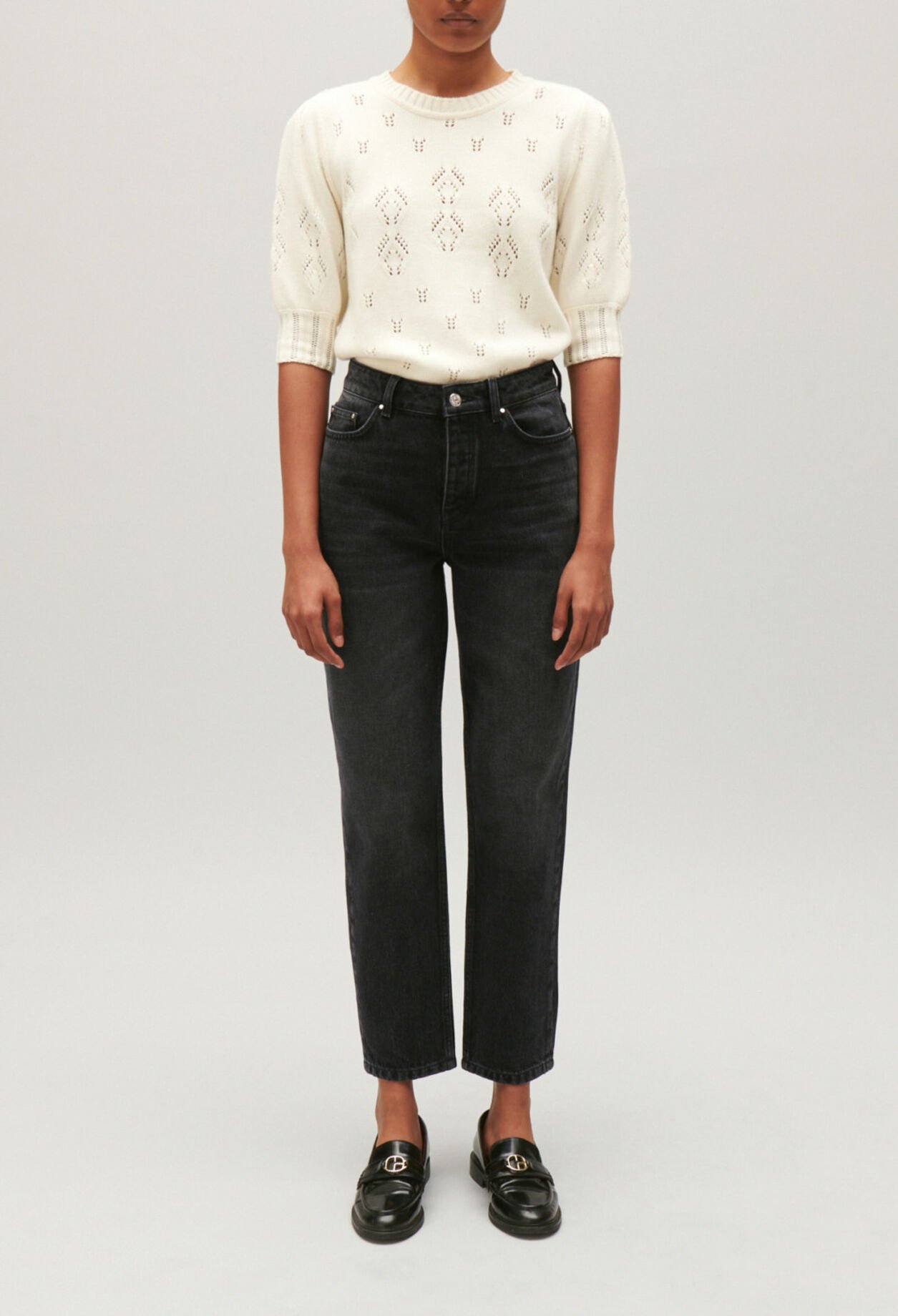 Jean droit délavé anthracite