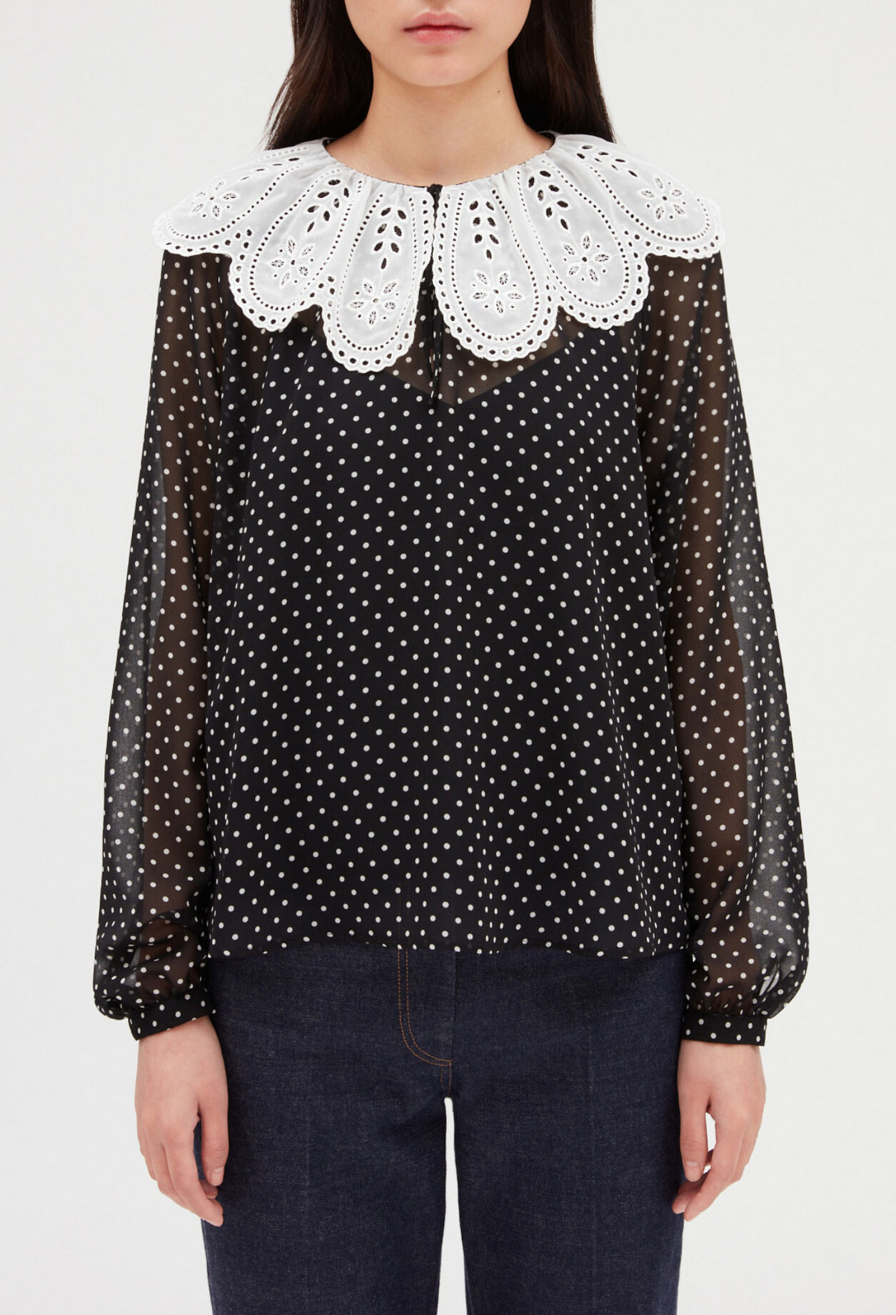 Blouse à pois col Claudine