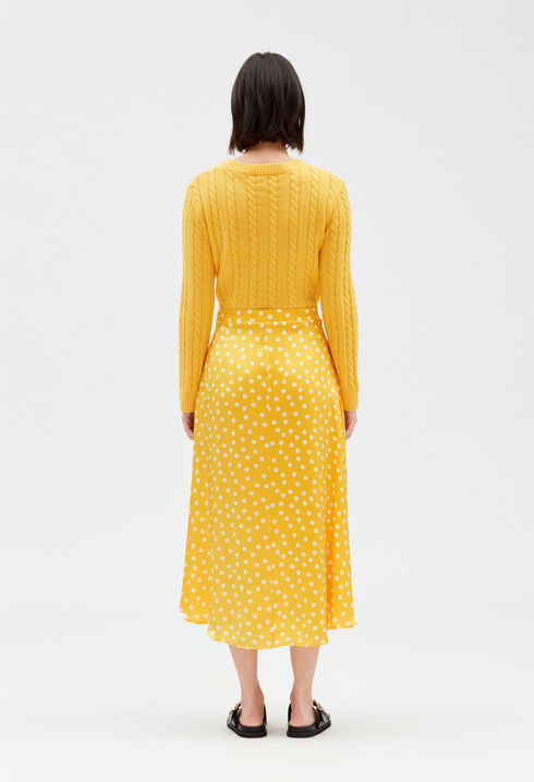 Jupe midi soie jaune